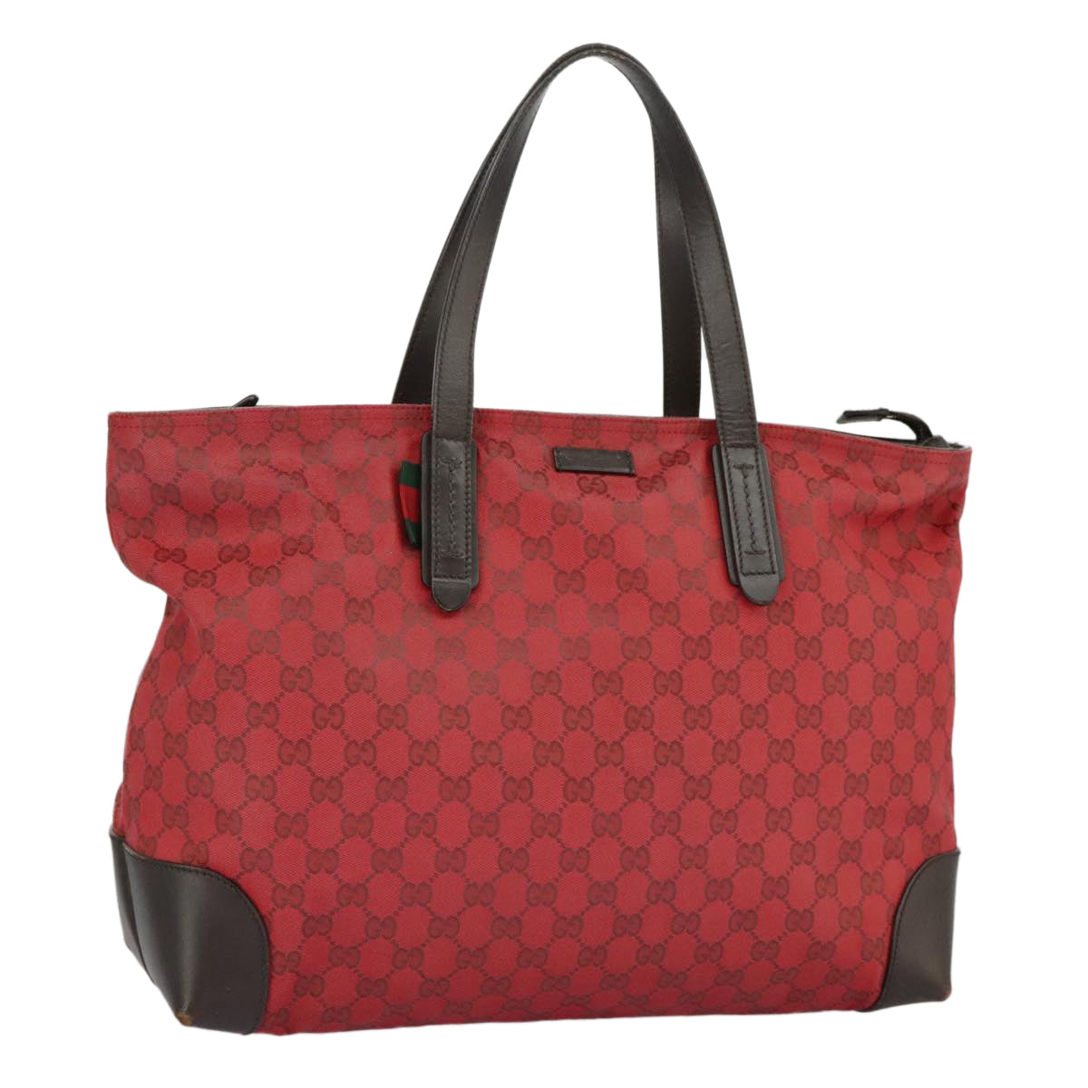 GUCCI GG Canvas Web Sherry Line Tote Bag Red Green gold 308928 97000