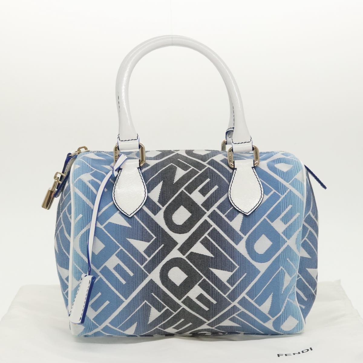 FENDI Zucca Canvas Hand Bag Blue Gold 97002A