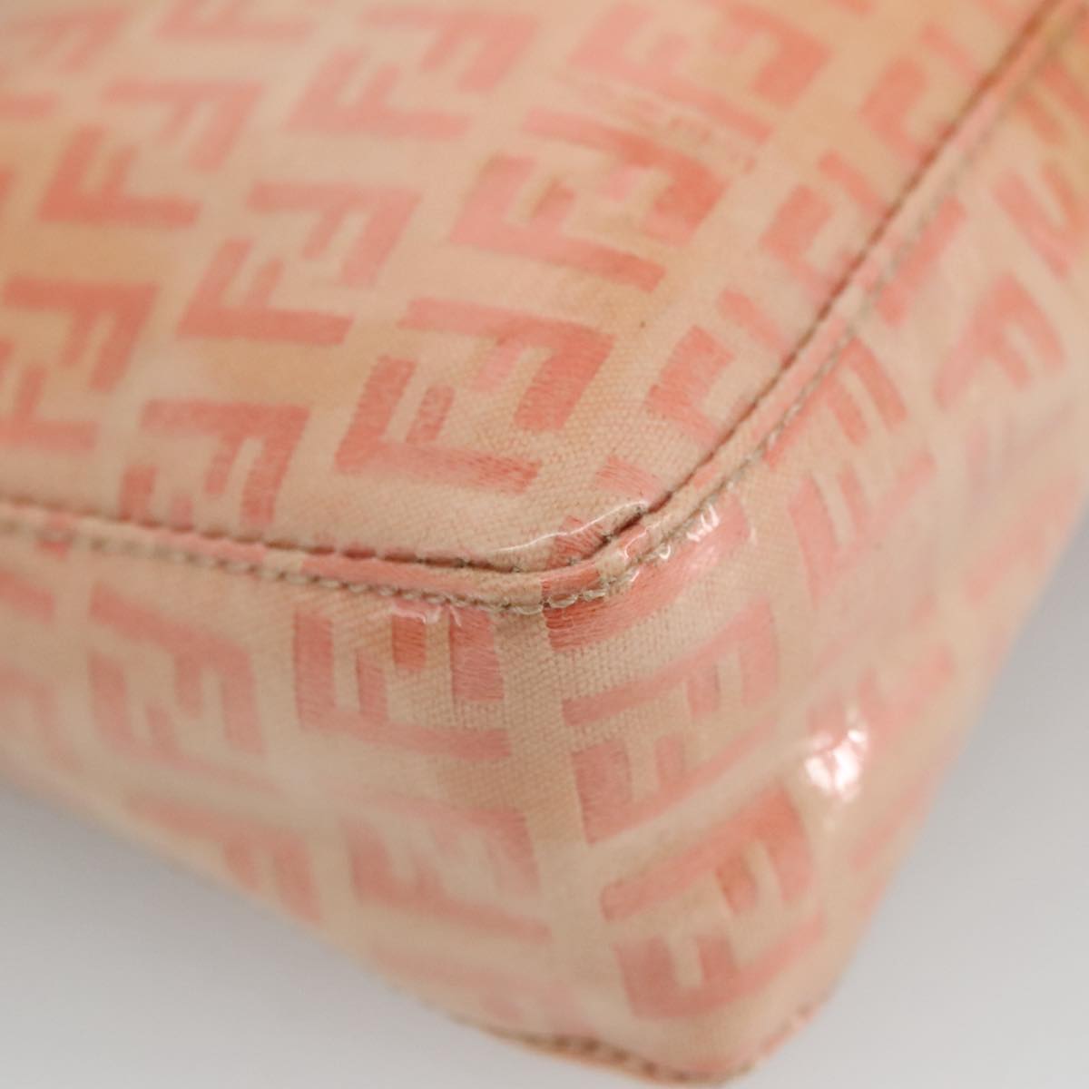 FENDI Zucchino Canvas Hand Bag Enamel Orange Gold 97013