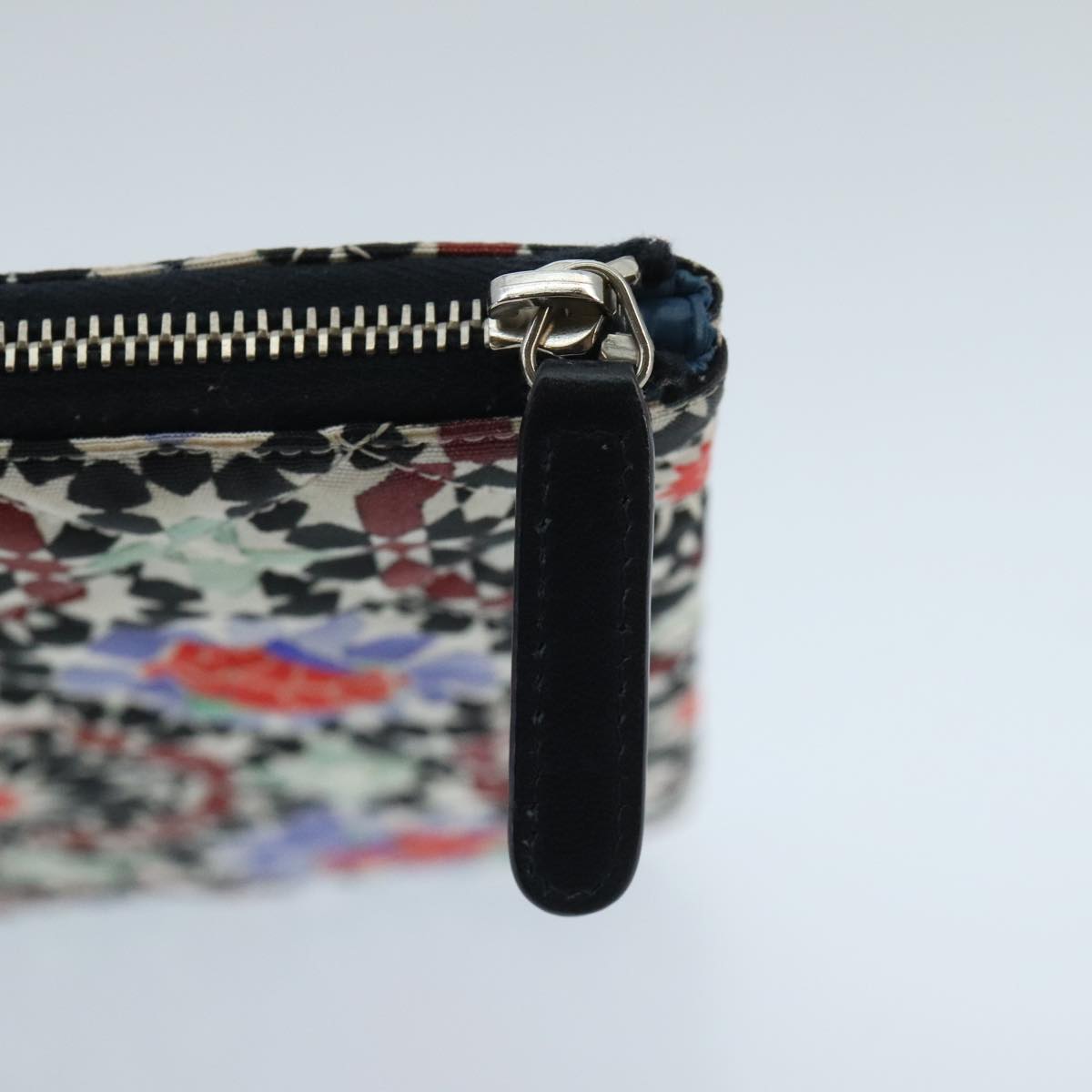 CHANEL Quilted Clutch Bag cotton Navy Multicolor Silver CC 97047
