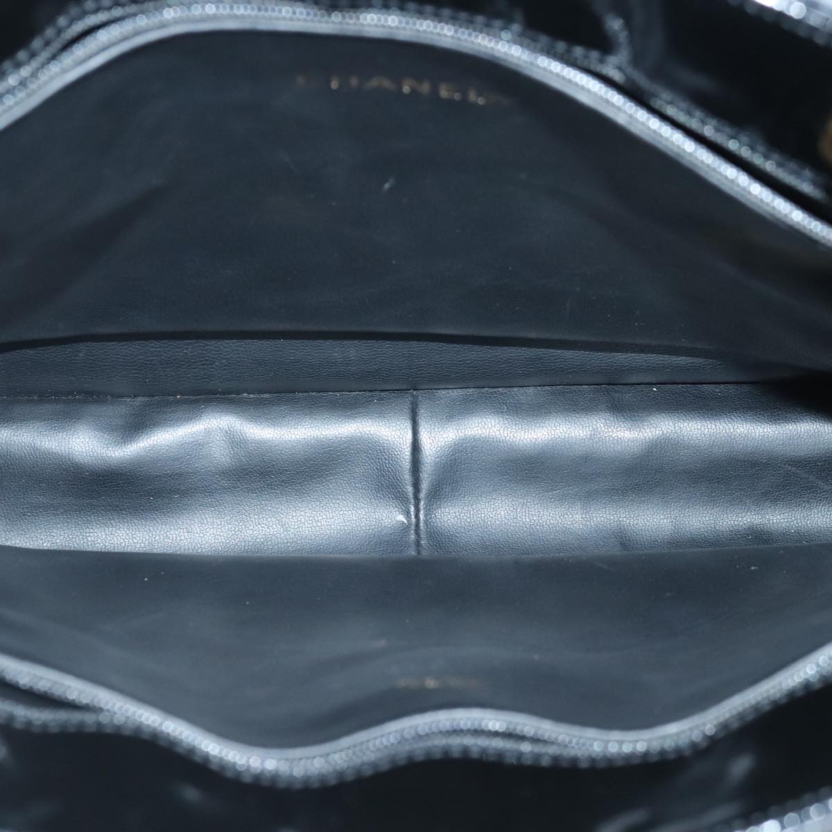 CHANEL Chain Tote Bag Patent leather Black Gold CC 97057