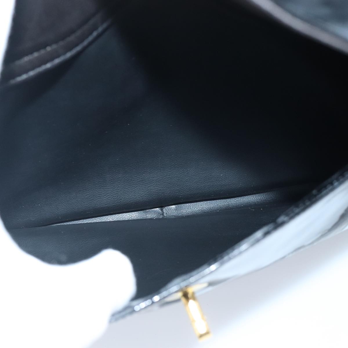 CHANEL Chain Tote Bag Patent leather Black Gold CC 97057