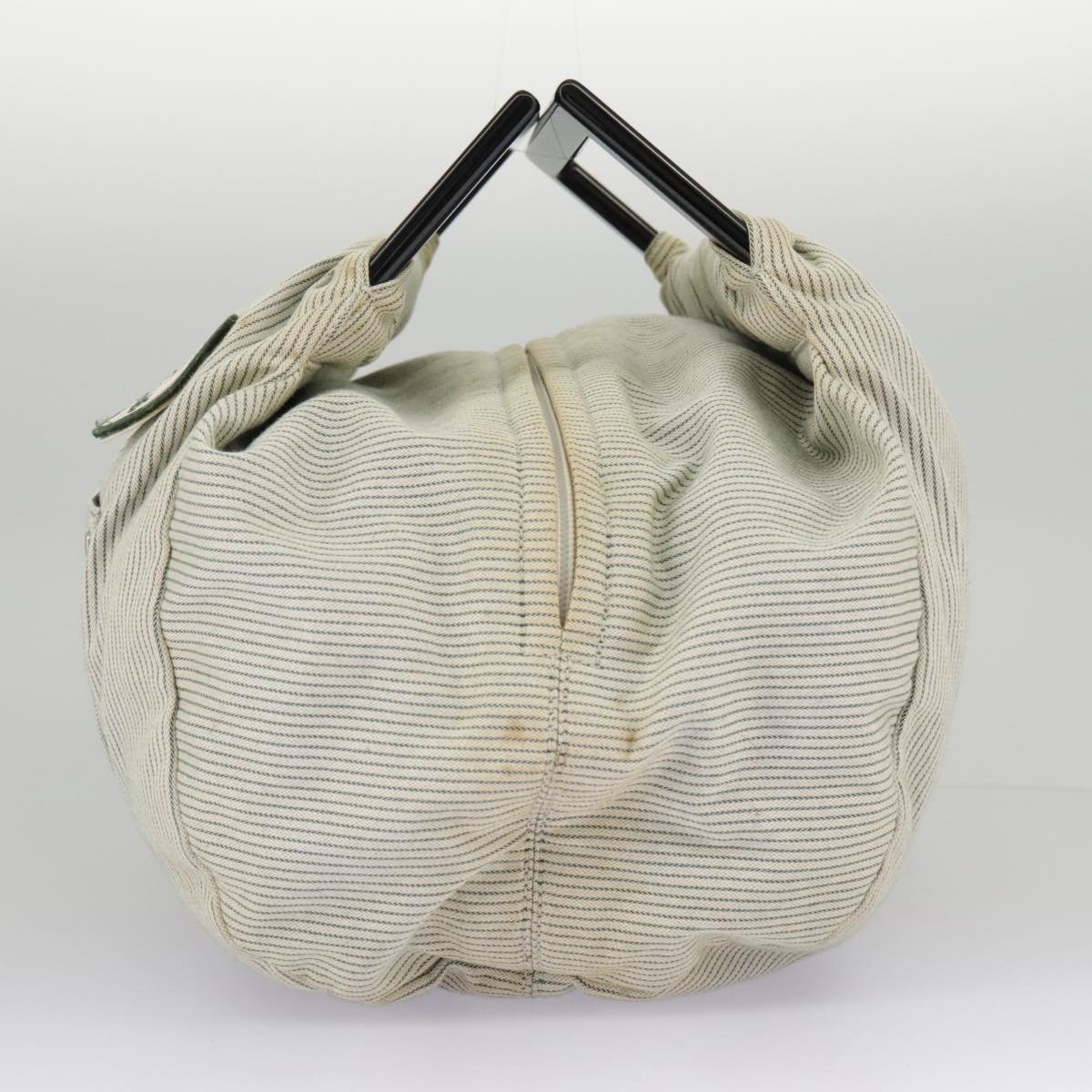 CHANEL Hand Bag Canvas Green Silver CC 97061