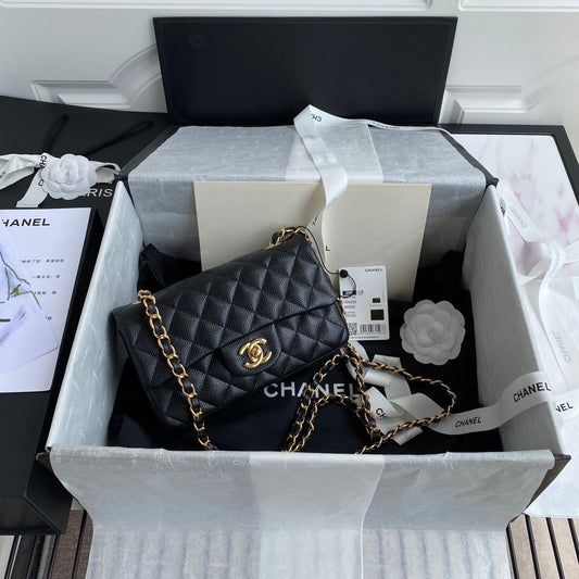 CHLMini Classic Handbag Black For Women 6.7in/17cm
