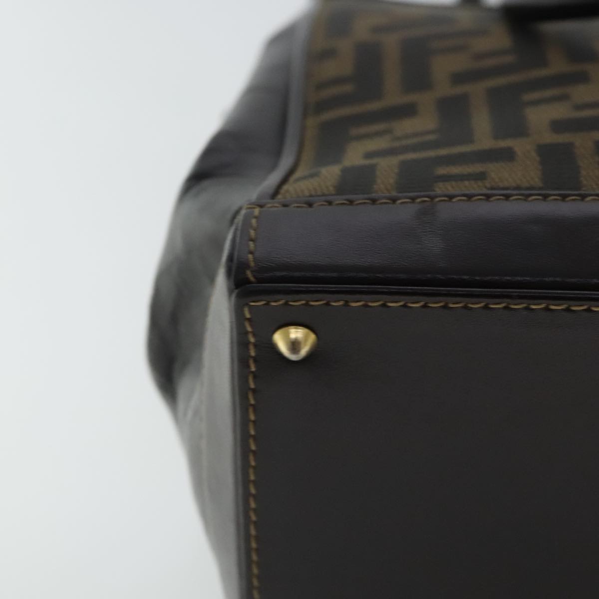 FENDI Zucca Canvas Hand Bag 2way Brown Black gold 97106