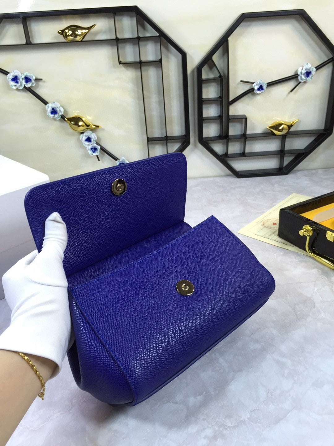 GLAMI MeGLAMIum Sicily Handbag In Dauphine Dark Blue For Women 10.2in/26cm GLAMI