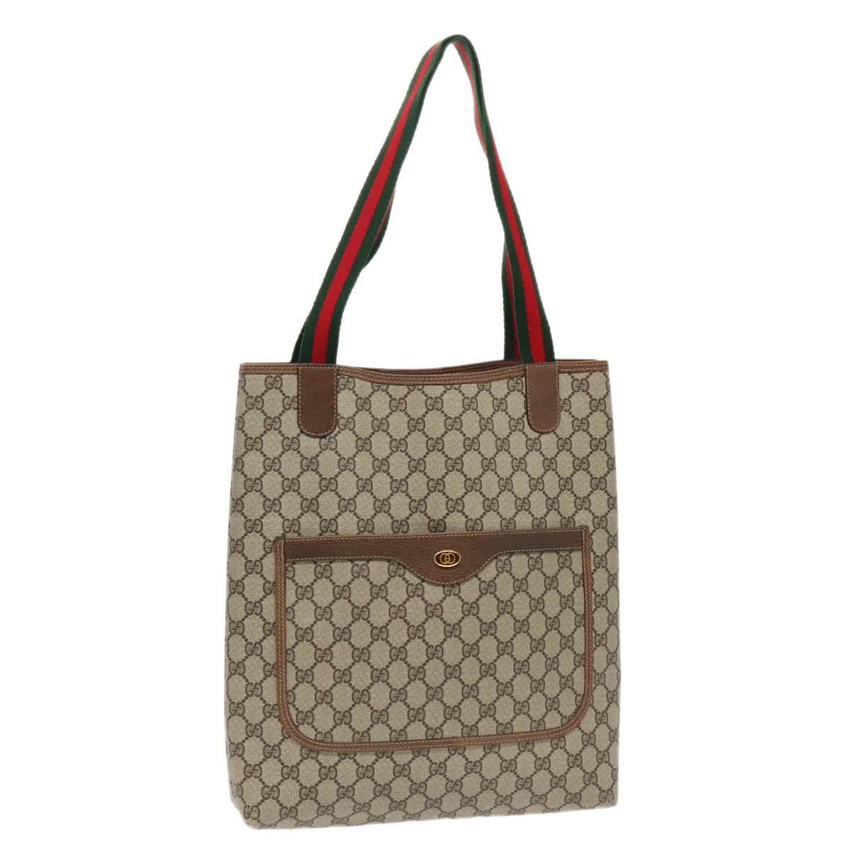GUCCI GG Supreme Webshire Line Tote Bag PVC Leather Beige 39 02 003 97160