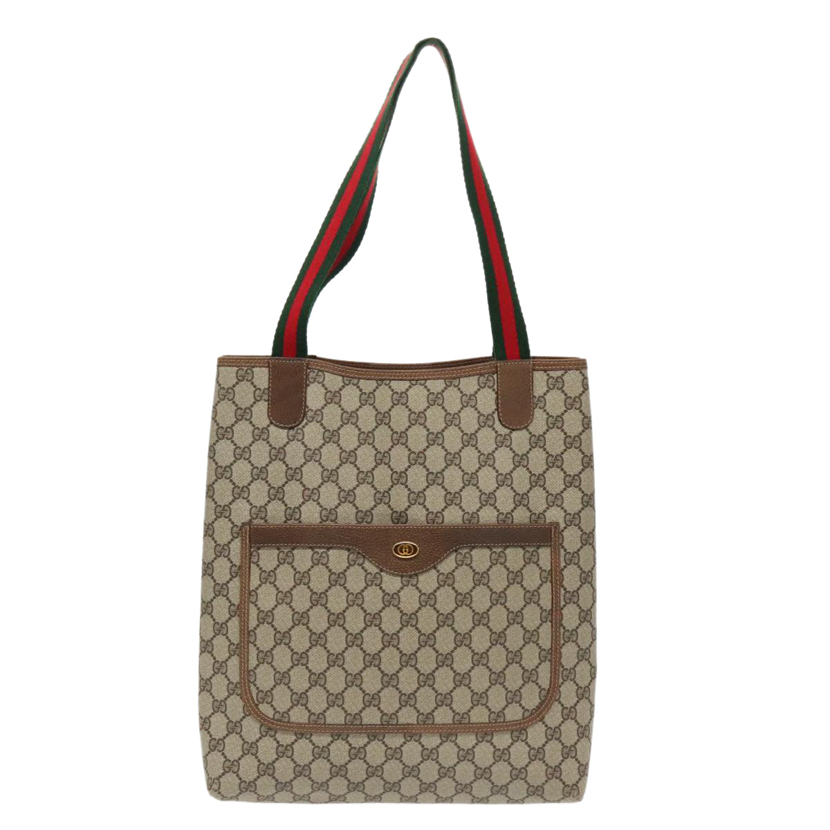 GUCCI GG Supreme Webshire Line Tote Bag PVC Leather Beige 39 02 003 97160