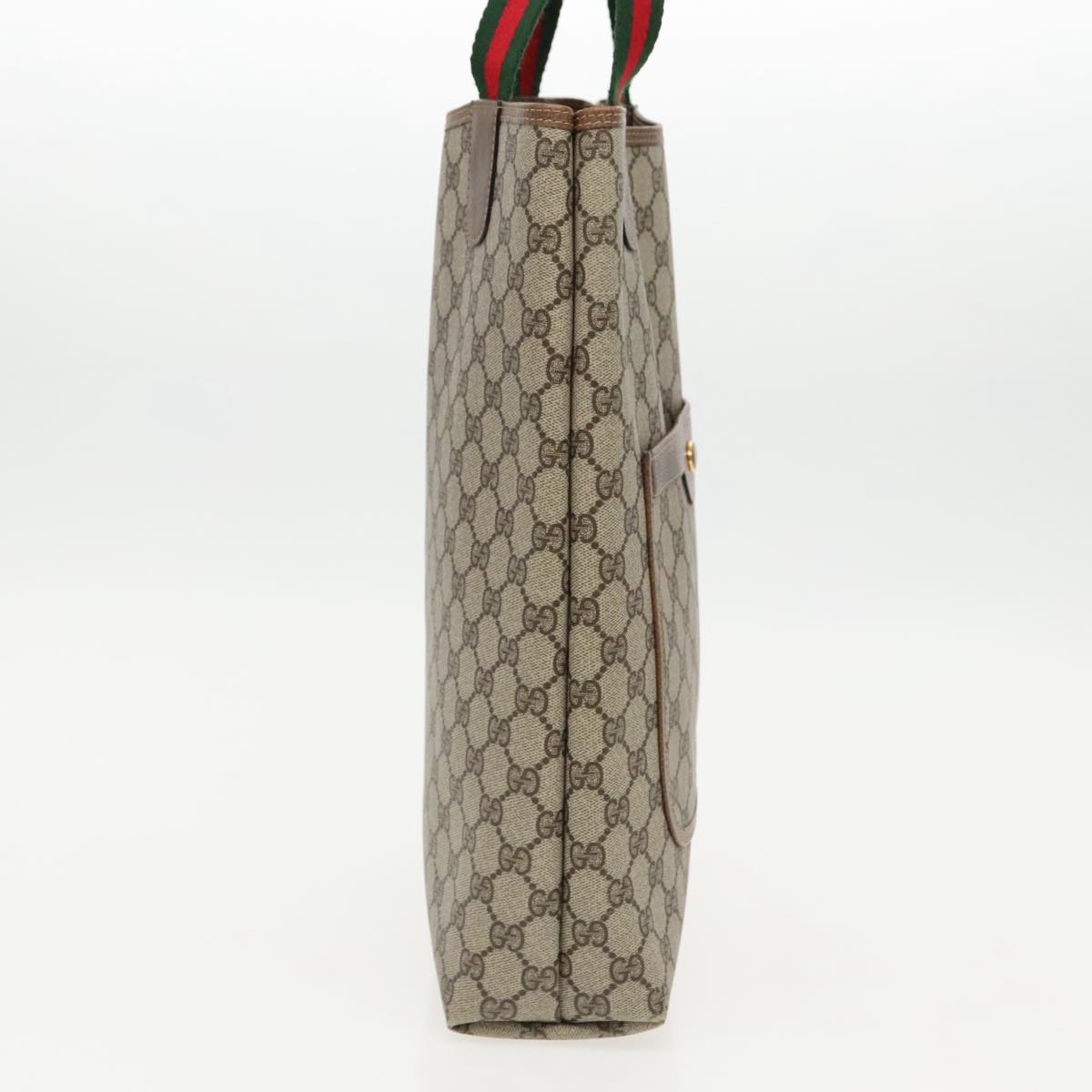 GUCCI GG Supreme Webshire Line Tote Bag PVC Leather Beige 39 02 003 97160