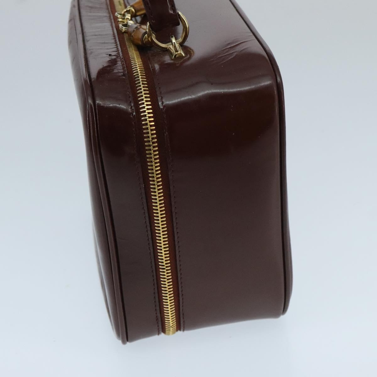 GUCCI Bamboo Vanity Cosmetic Pouch Enamel 2way Brown 000 2040 0323 97359