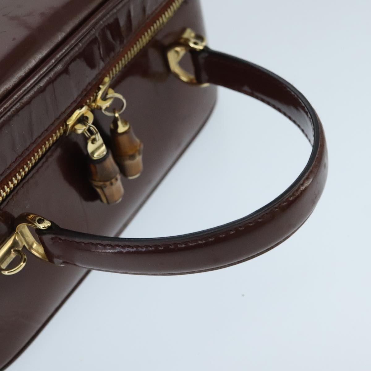 GUCCI Bamboo Vanity Cosmetic Pouch Enamel 2way Brown 000 2040 0323 97359