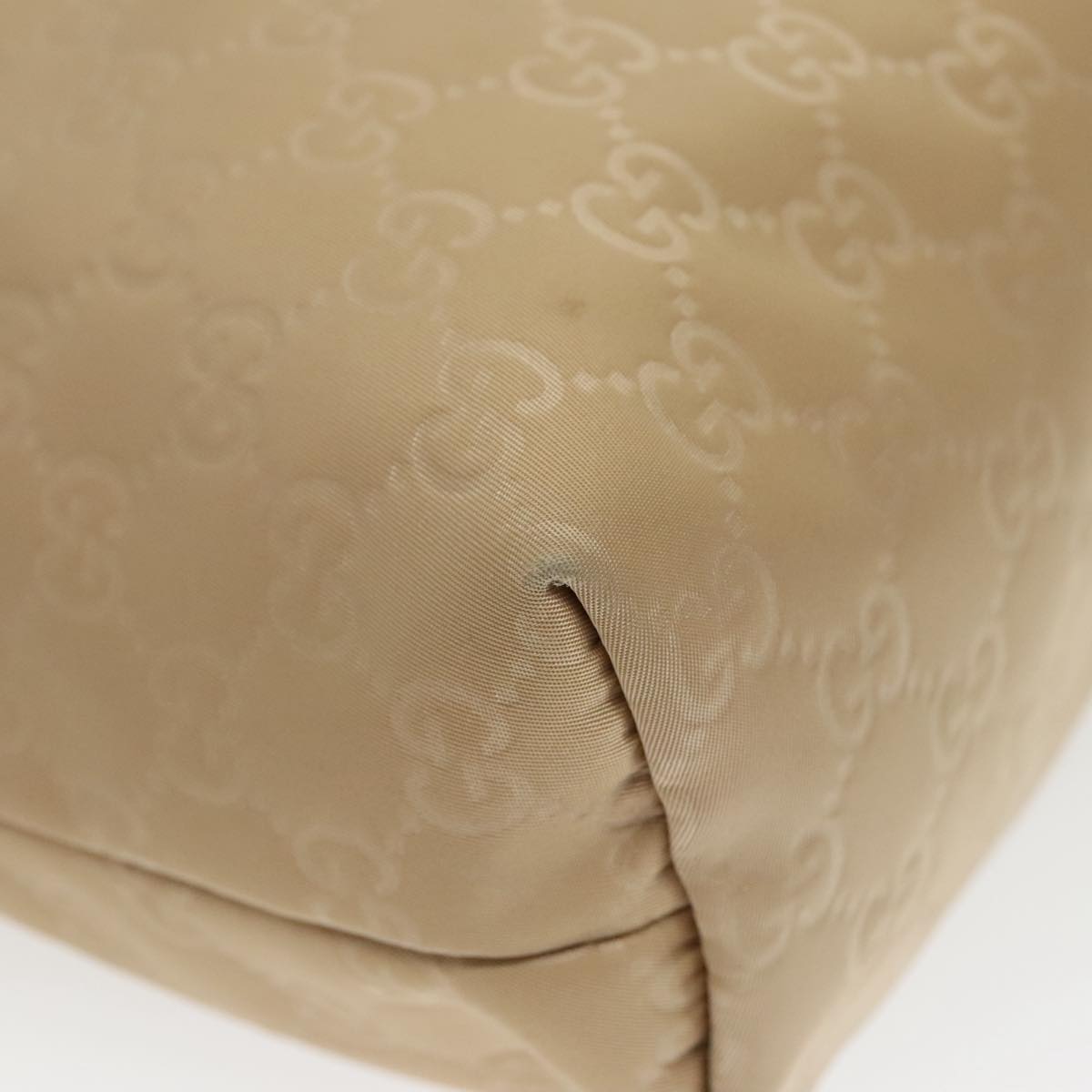 GUCCI GG Canvas Shoulder Bag Beige Silver 314529 97398