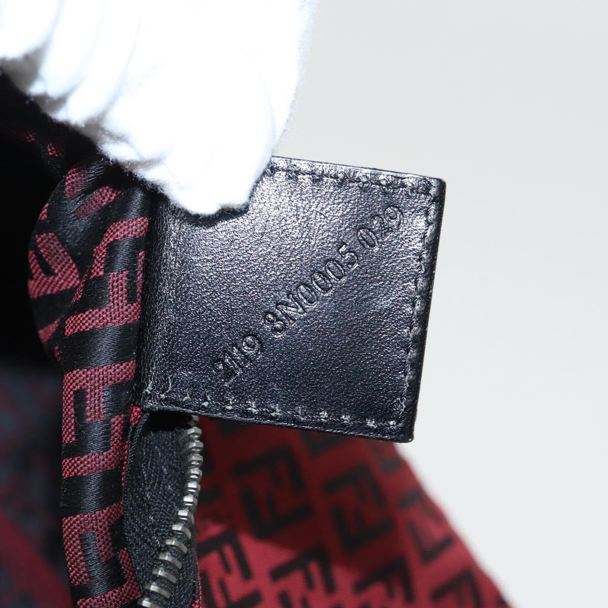 FENDI Zucchino Canvas Hand Bag Red Silver 97411