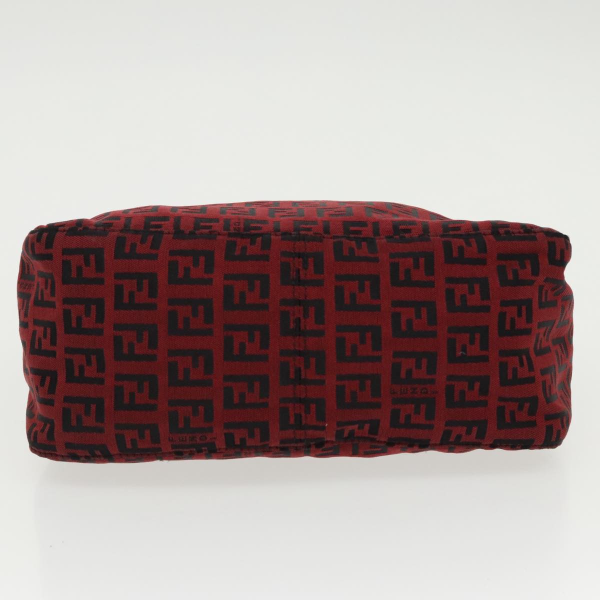 FENDI Zucchino Canvas Hand Bag Red Silver 97411