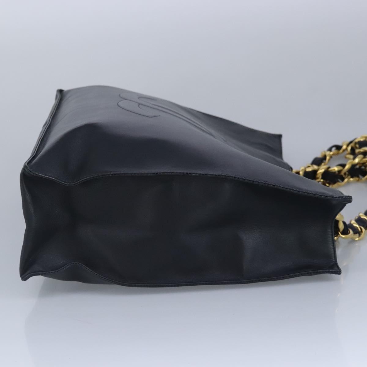 CHANEL COCO Mark Chain Tote Bag Leather Black Gold CC 97552A