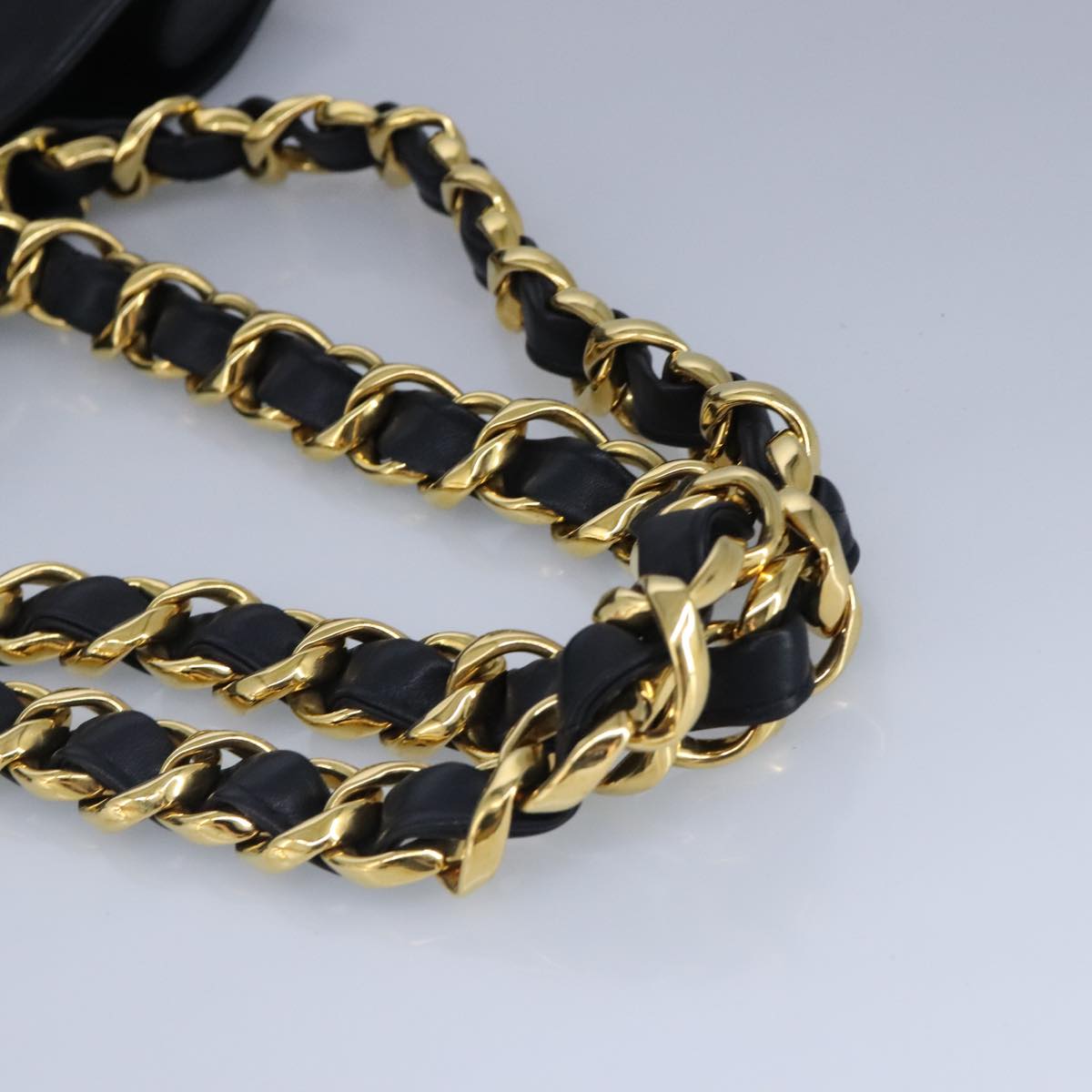 CHANEL COCO Mark Chain Tote Bag Leather Black Gold CC 97552A