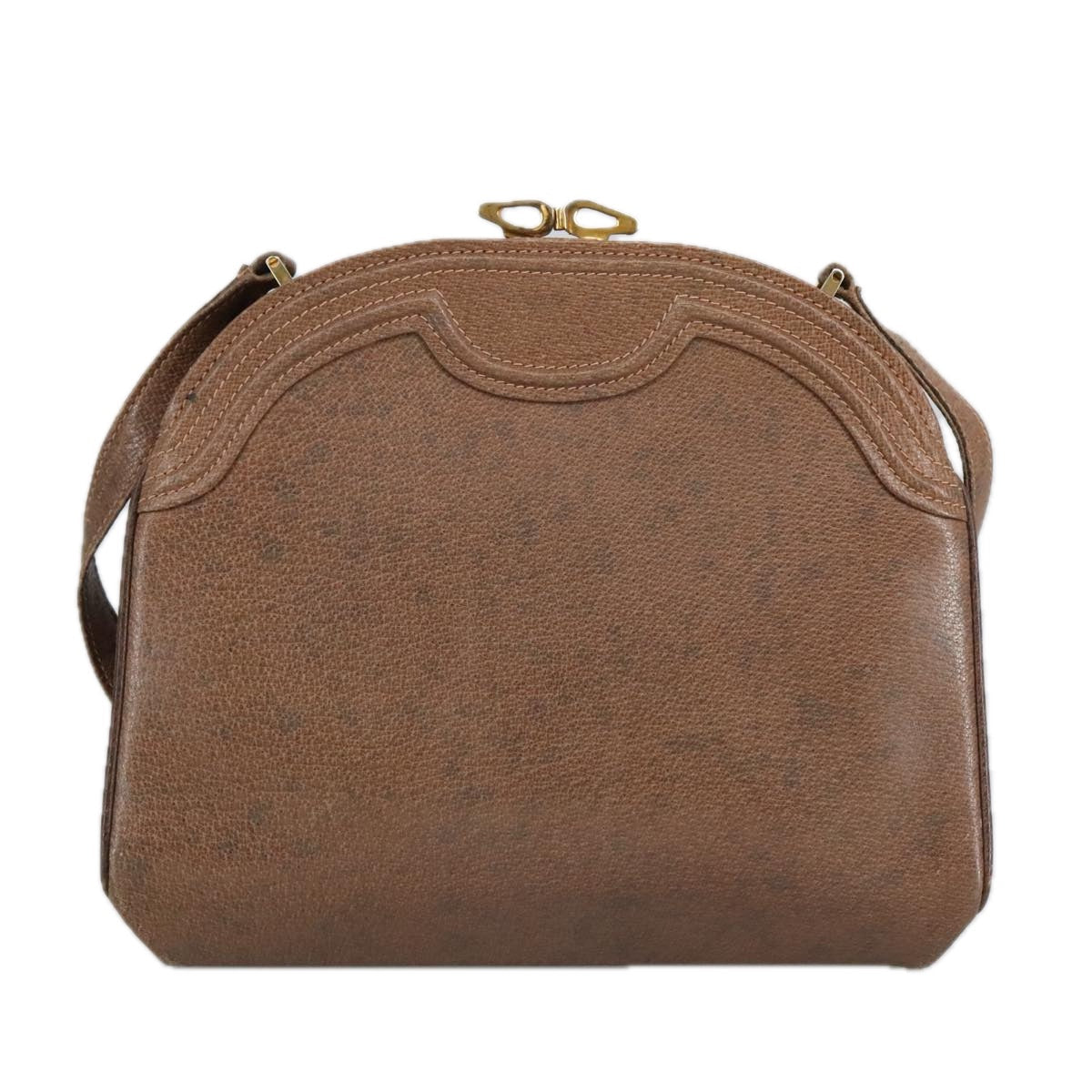 GUCCI Shoulder Bag Leather Brown Gold 97581