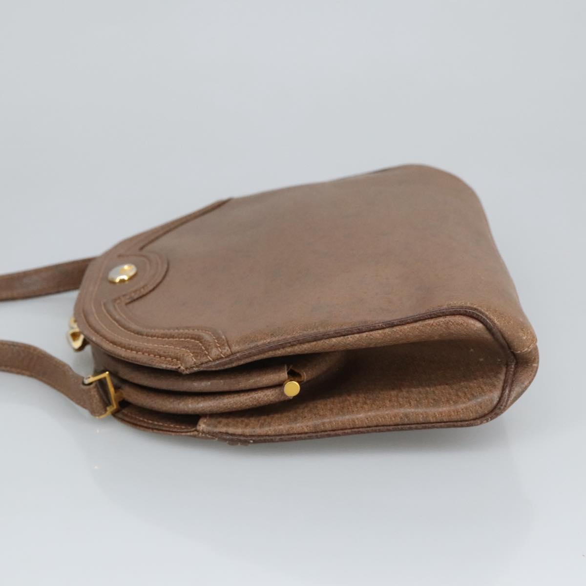 GUCCI Shoulder Bag Leather Brown Gold 97581