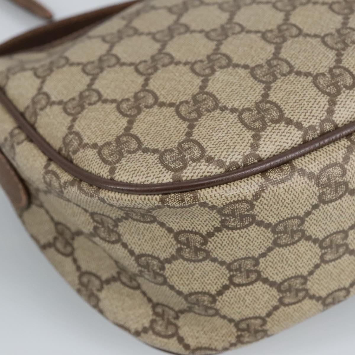 GUCCI GG Supreme Web Sherry Line Shoulder Bag PVC Beige 89 02 032 97594