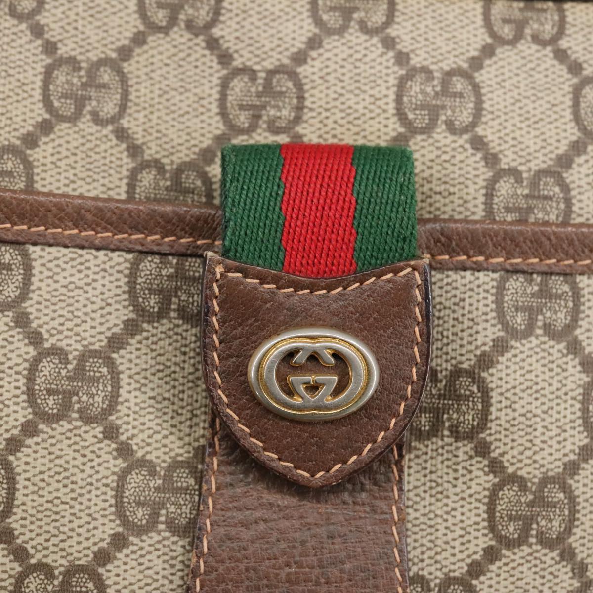 GUCCI GG Supreme Web Sherry Line Shoulder Bag PVC Beige 89 02 032 97594