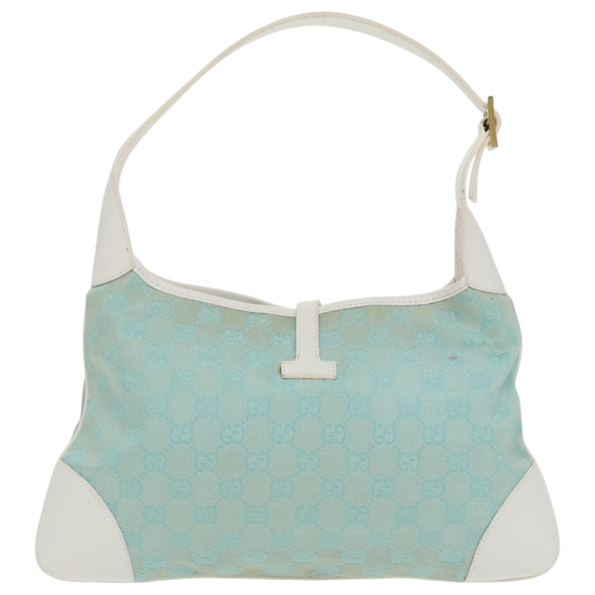 GUCCI Jackie GG Canvas Shoulder Bag Light Blue Gold 001 4057 97615