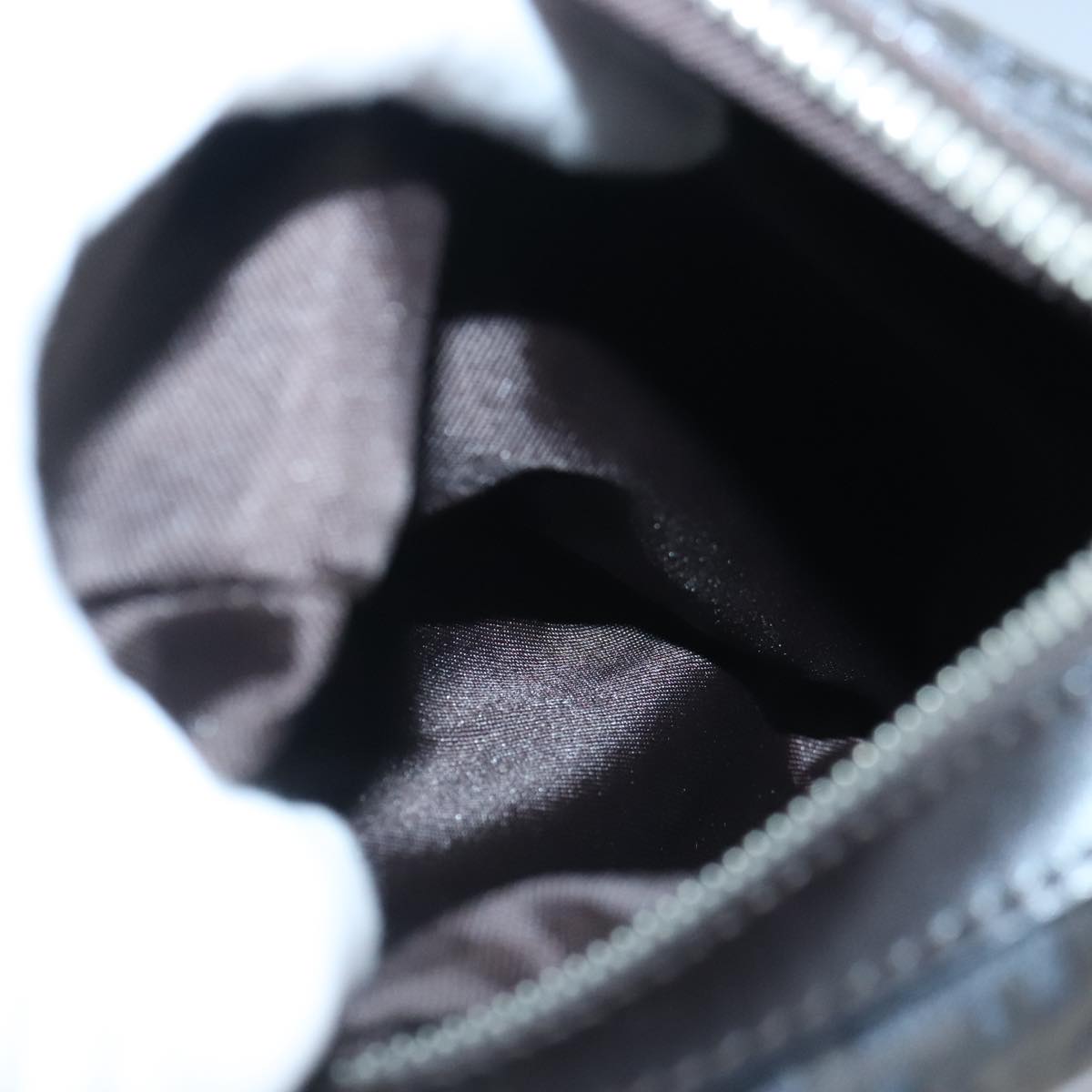FENDI Zucchino Canvas Shoulder Bag Black Silver 97617