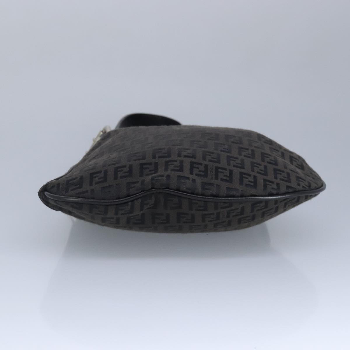 FENDI Zucchino Canvas Shoulder Bag Black Silver 97617