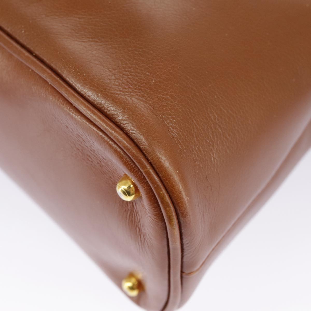GUCCI Bamboo Hand Bag Leather 2way Brown Gold 97683