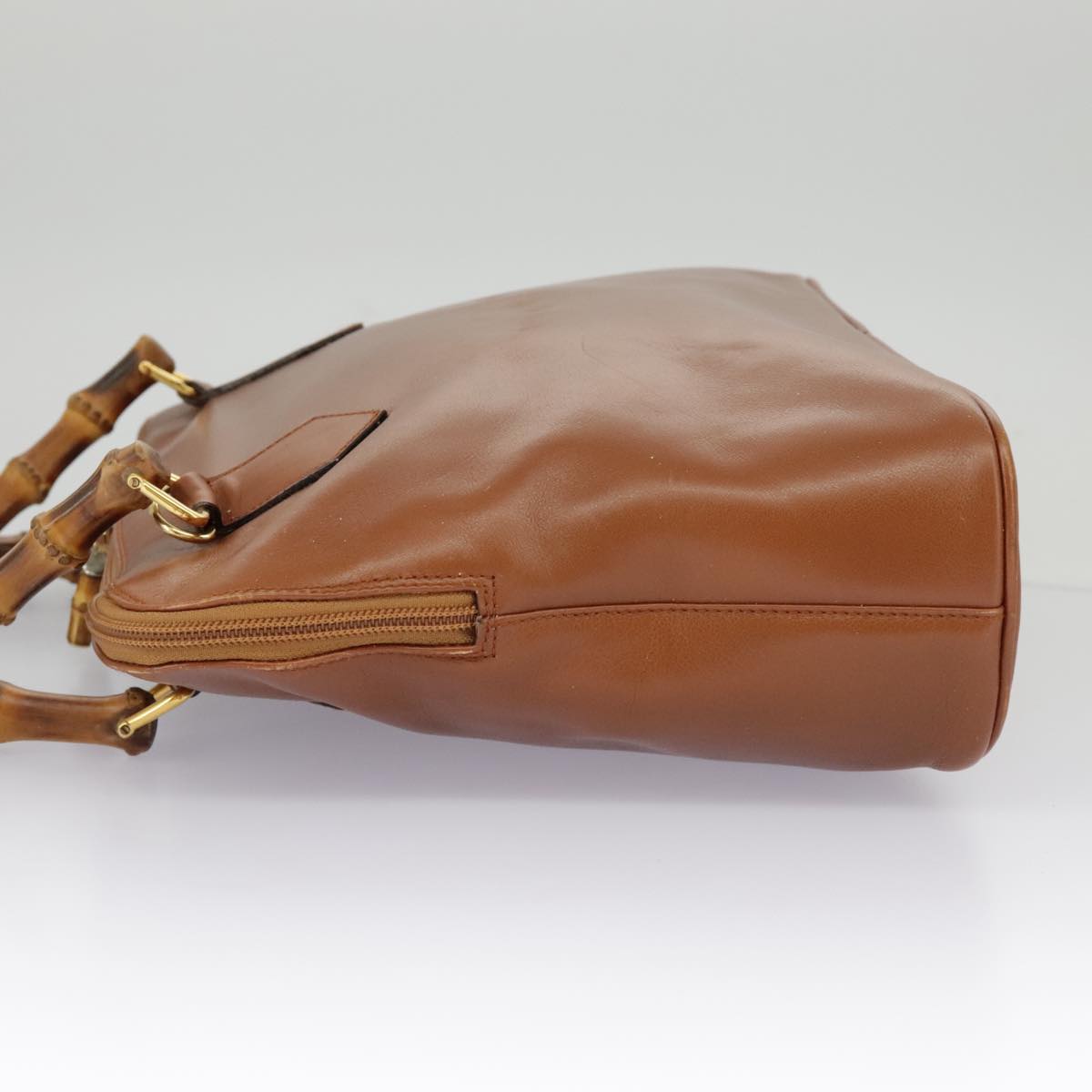 GUCCI Bamboo Hand Bag Leather 2way Brown Gold 97683
