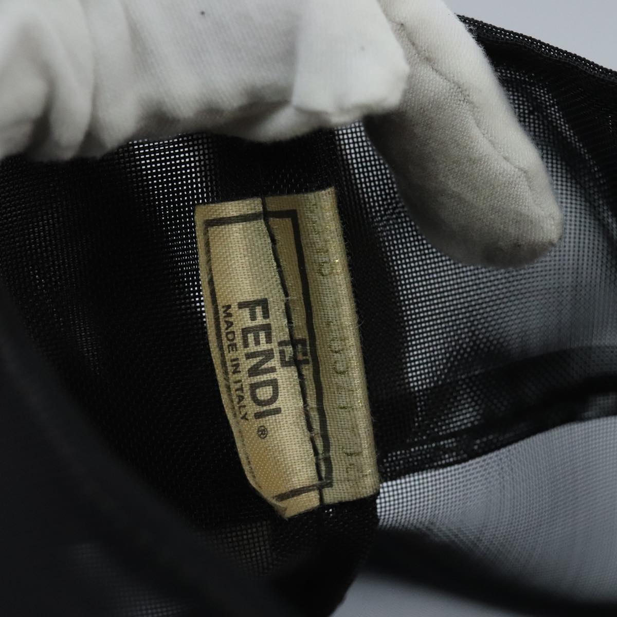 FENDI Mesh Tote Bag Nylon Black Gold 97689