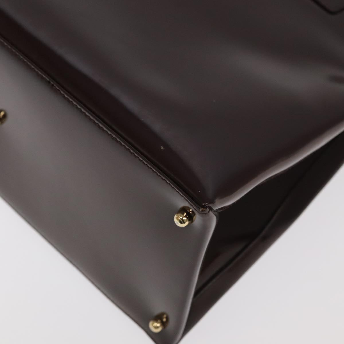 GUCCI Hand Bag Patent leather Brown Gold 97738