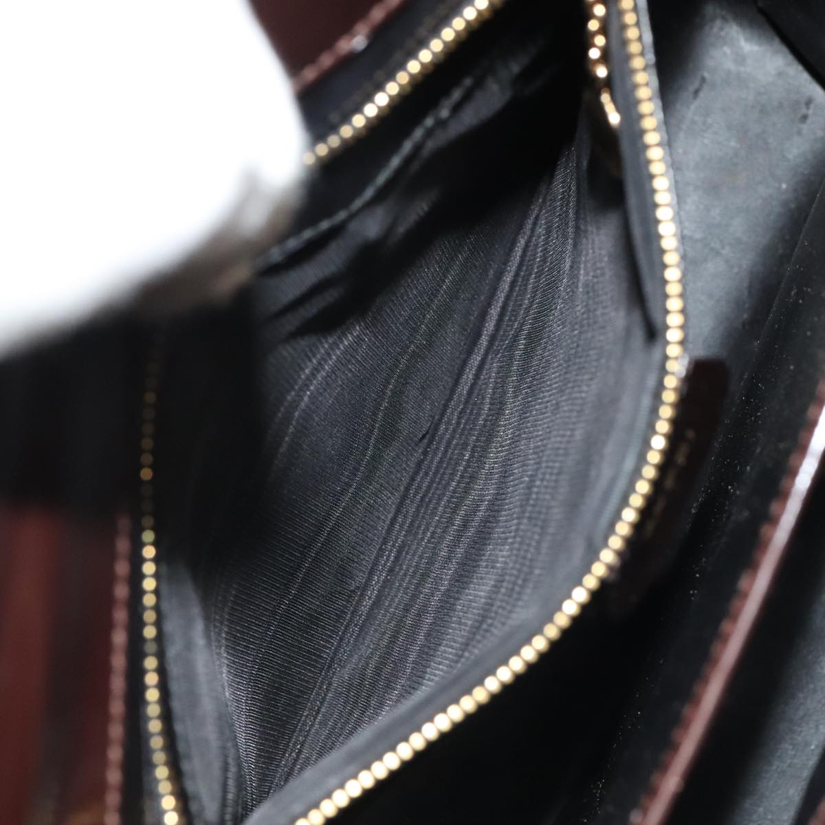 GUCCI Hand Bag Patent leather Brown Gold 97738