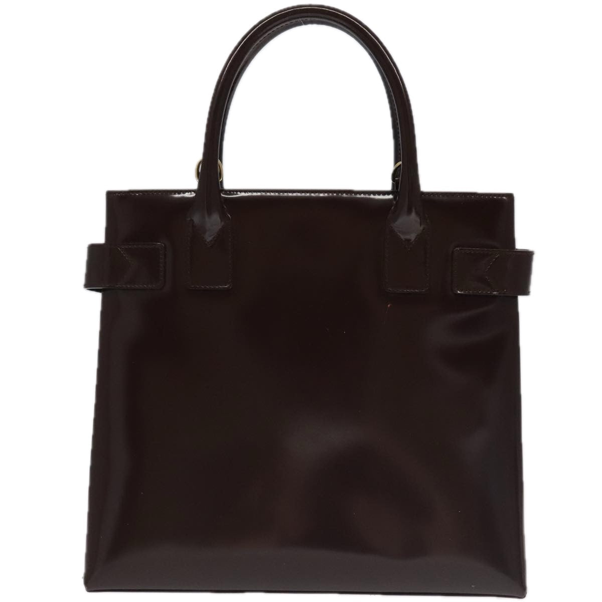 GUCCI Hand Bag Patent leather Brown Gold 97738