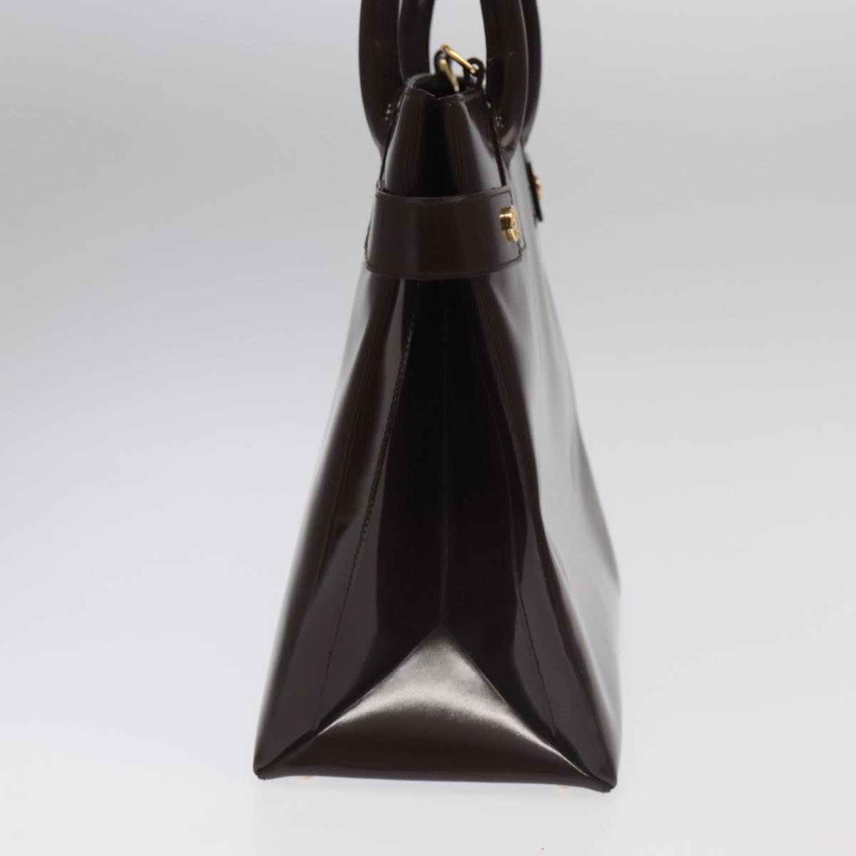 GUCCI Hand Bag Patent leather Brown Gold 97738