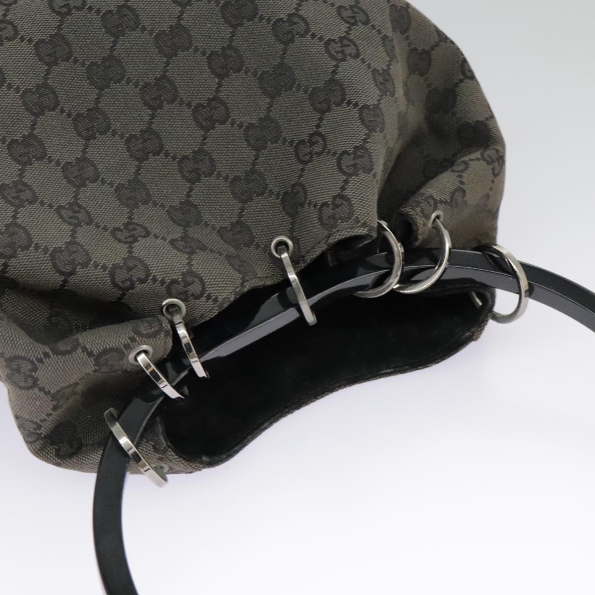 GUCCI GG Canvas Shoulder Bag Black Silver 001 3750 97812