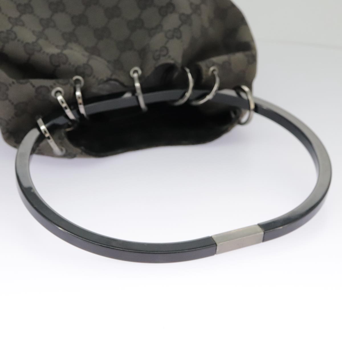GUCCI GG Canvas Shoulder Bag Black Silver 001 3750 97812