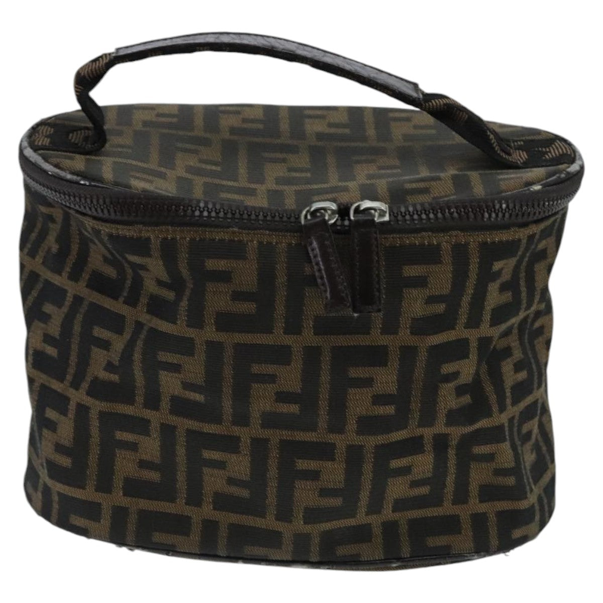 FENDI Zucca Canvas Vanity Pouch Brown Black Silver 97814