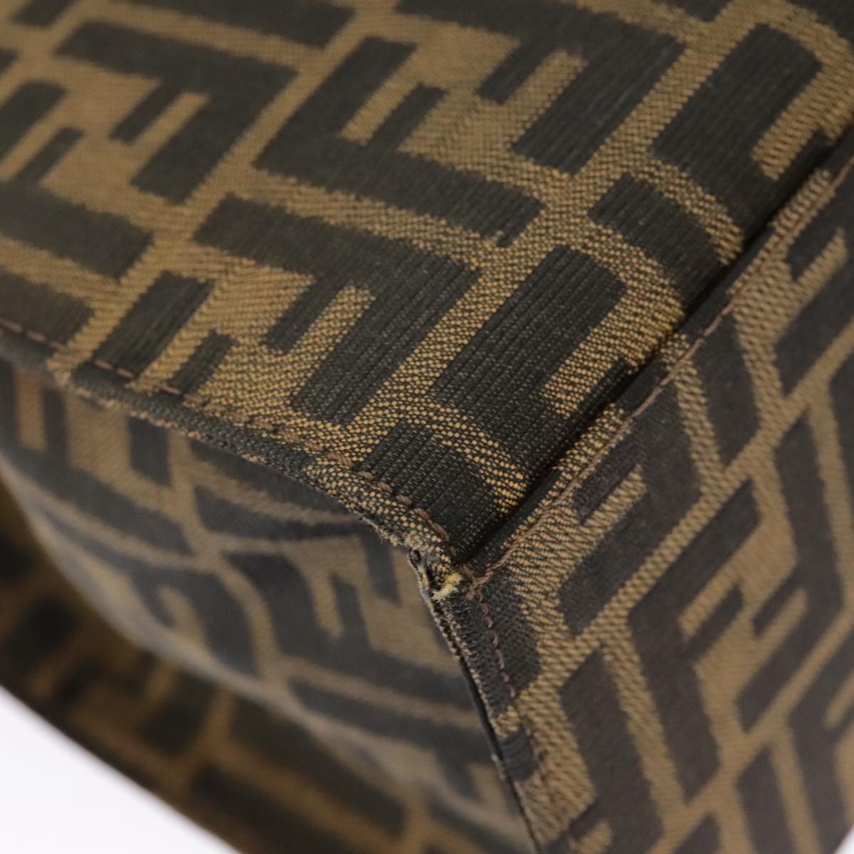 FENDI Zucca Canvas Tote Bag Brown Black Silver 97934
