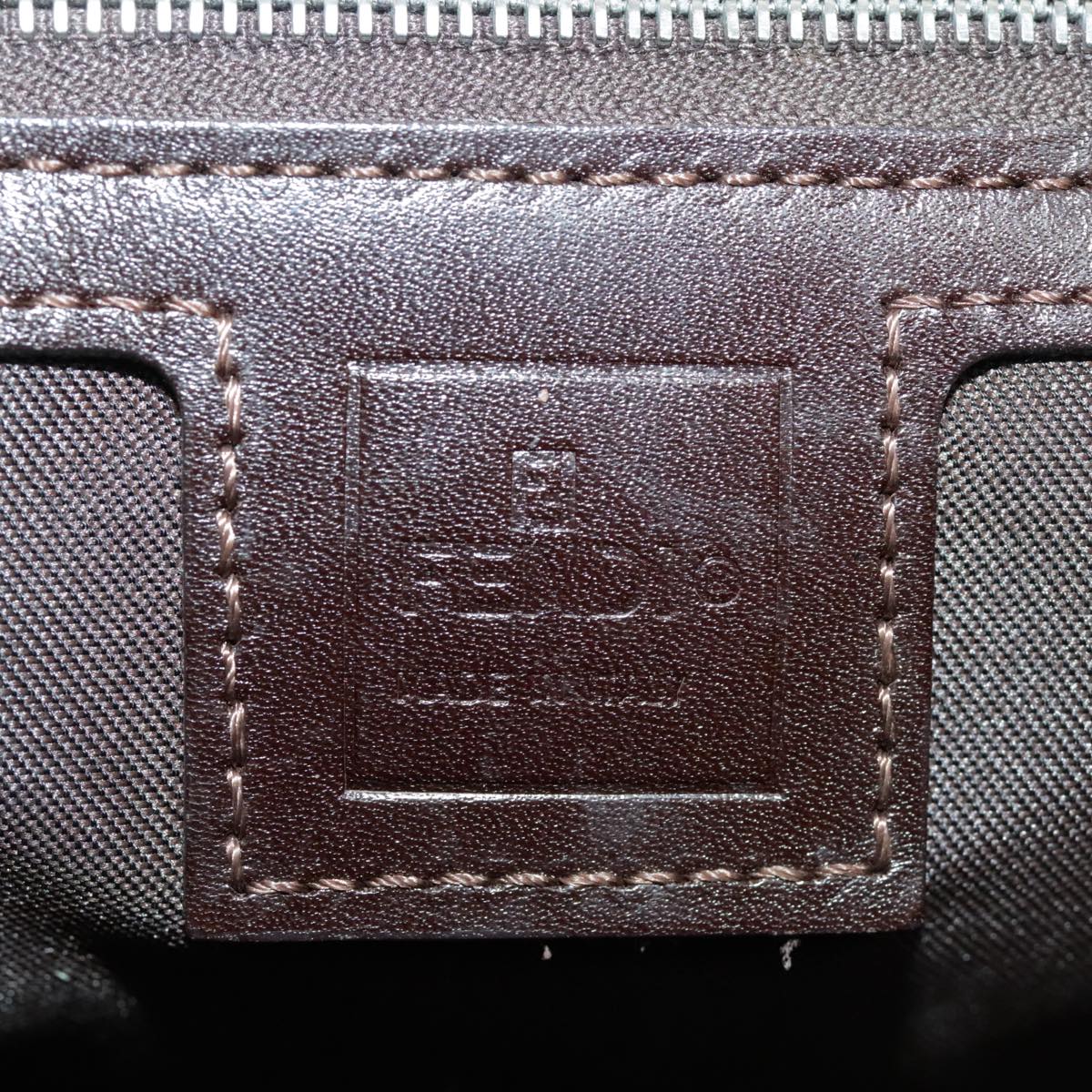 FENDI Zucca Canvas Tote Bag Brown Black Silver 97934