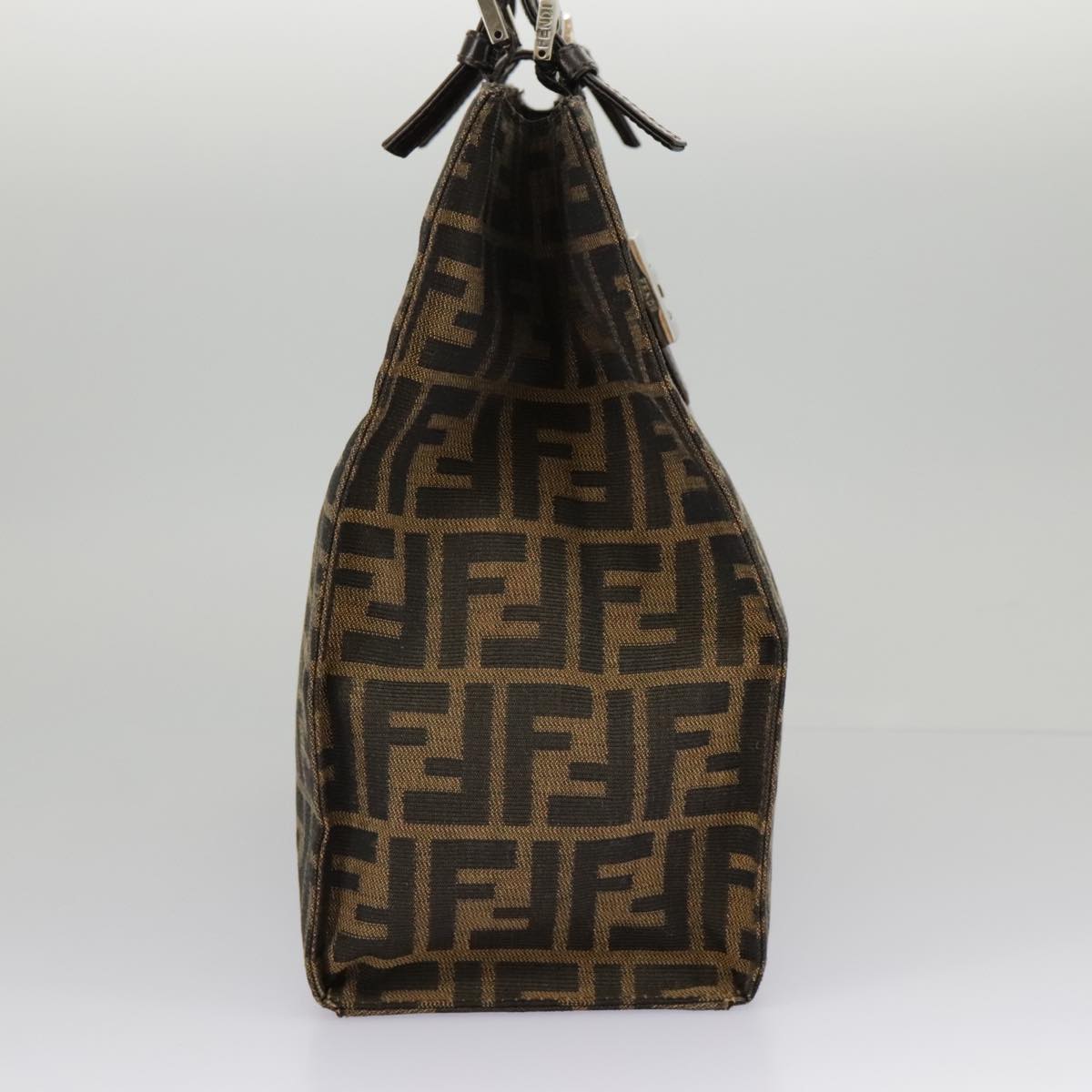 FENDI Zucca Canvas Tote Bag Brown Black Silver 97934