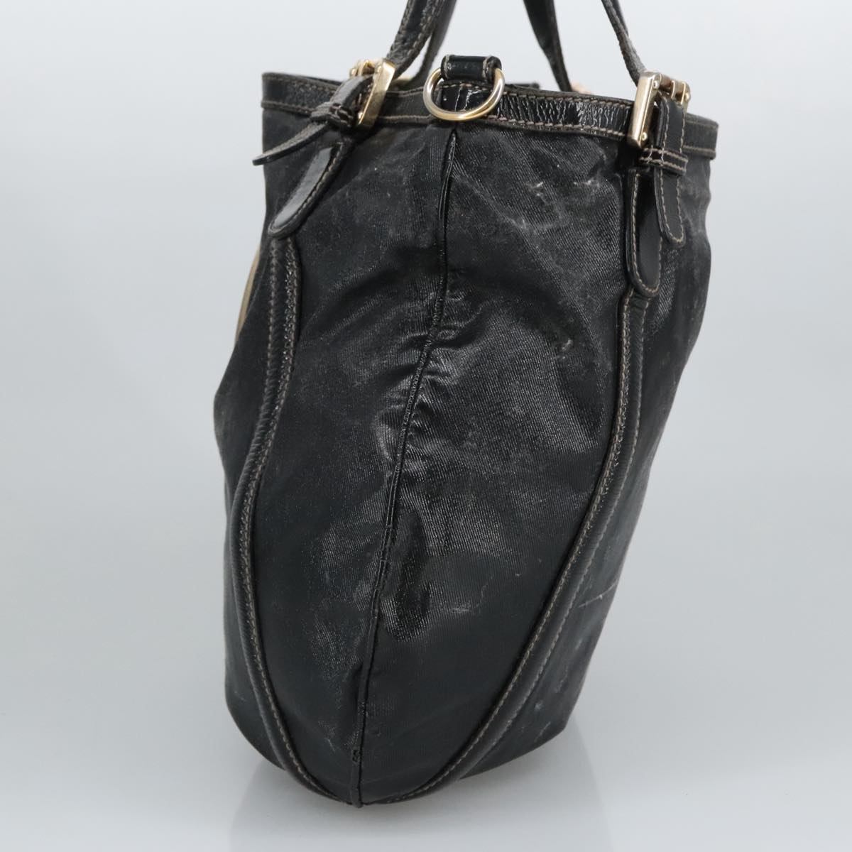 GUCCI Hand Bag Coated Canvas 2way Black Green Red 97935