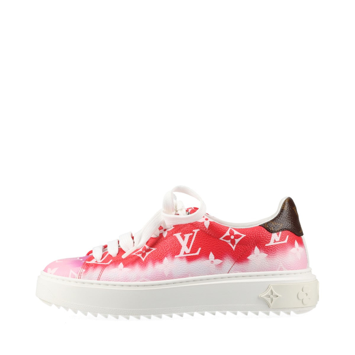 Louis Vuitton Time Outline 19 Years PVC  Leather Trainers 35  Red × White CL1119 Monogram