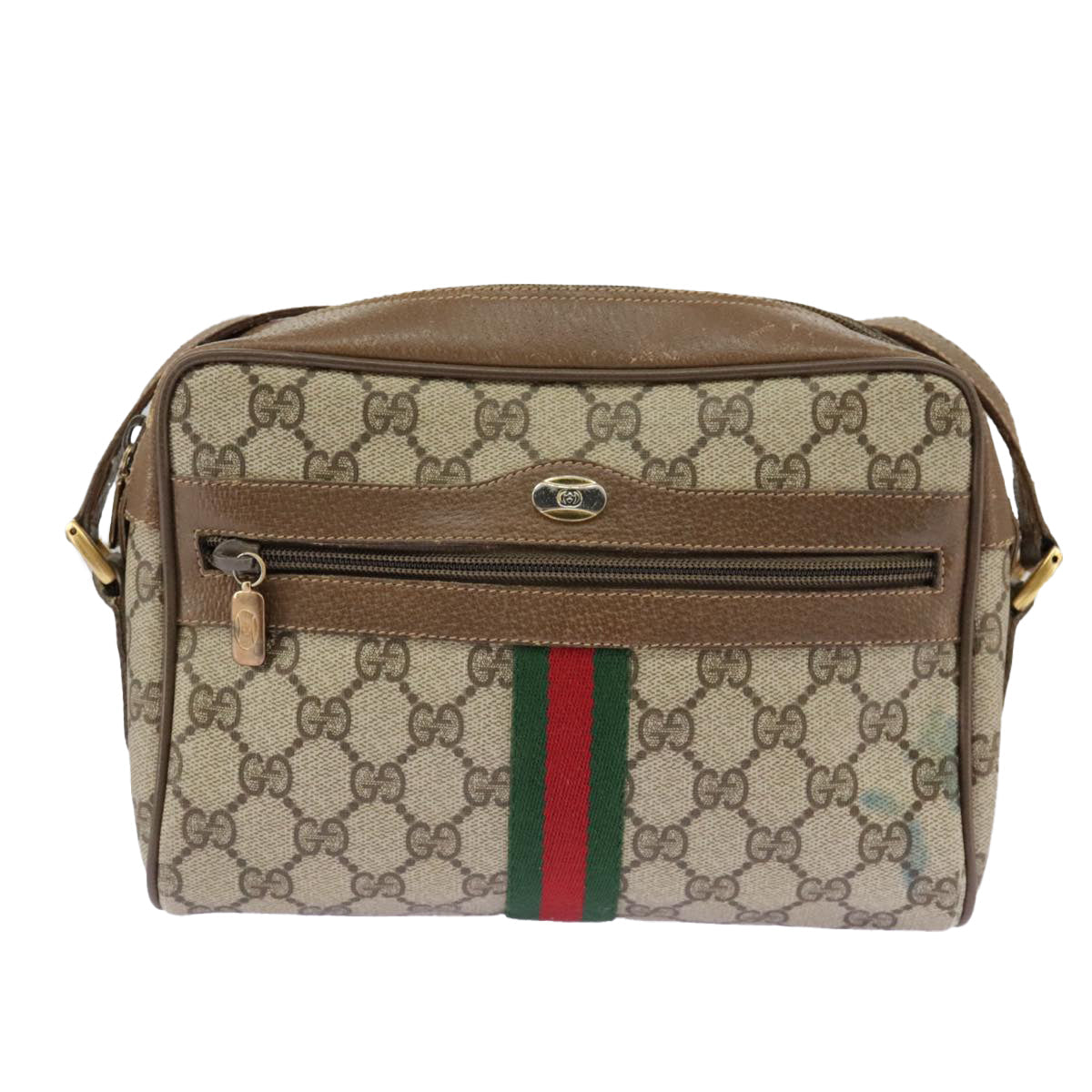 GUCCI GG Supreme Web Sherry Line Shoulder Bag PVC Beige 98 02 004 98076