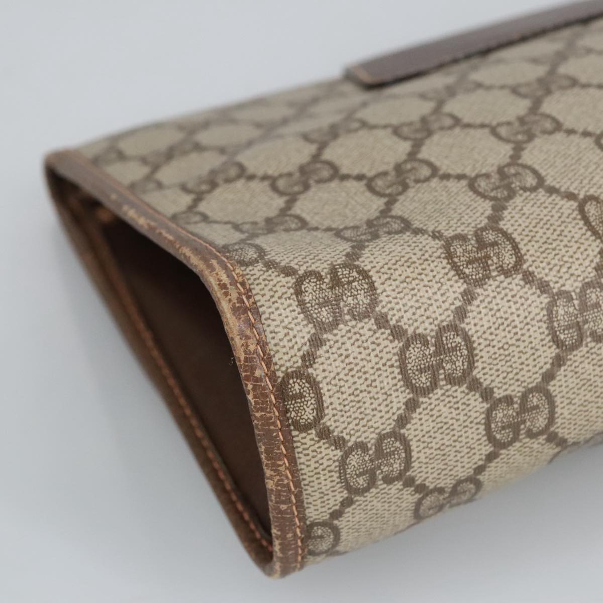 GUCCI GG Supreme Web Sherry Line Clutch Bag PVC Beige Red 156 01 030 98079
