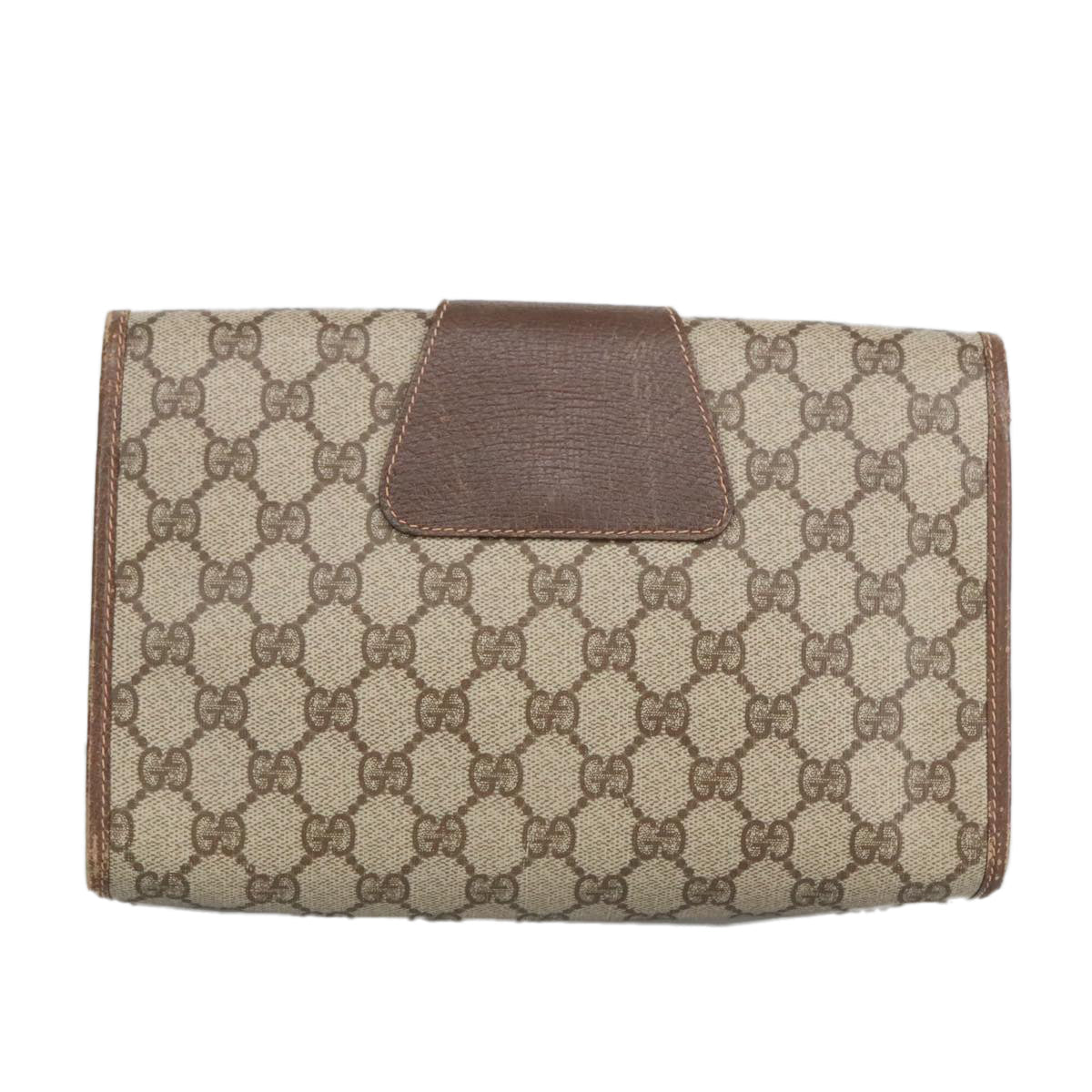 GUCCI GG Supreme Web Sherry Line Clutch Bag PVC Beige Red 156 01 030 98079