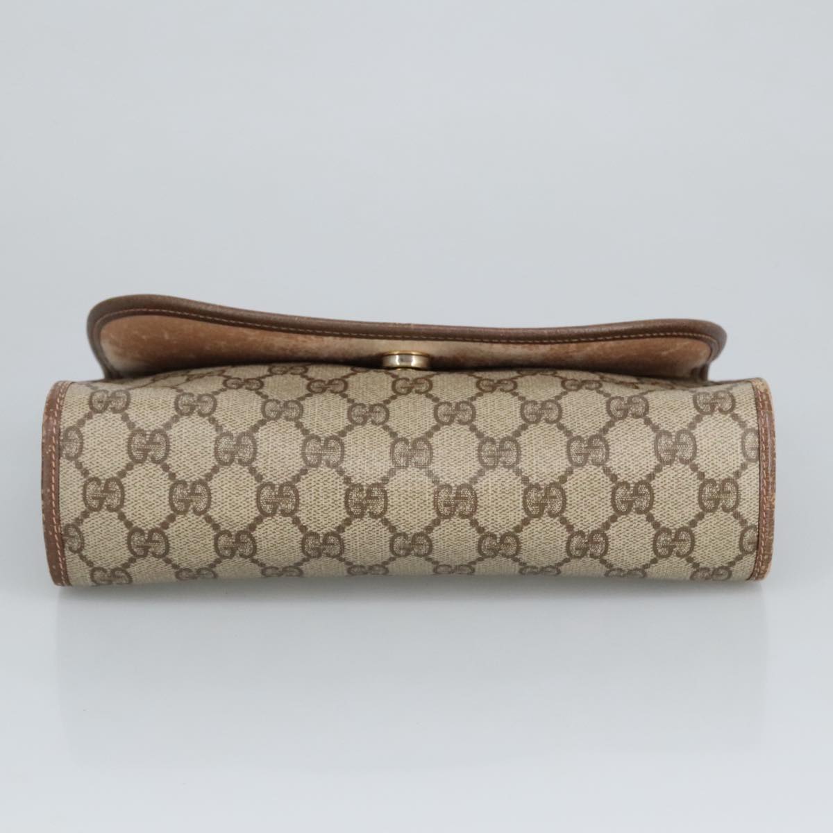 GUCCI GG Supreme Web Sherry Line Clutch Bag PVC Beige Red 156 01 030 98079
