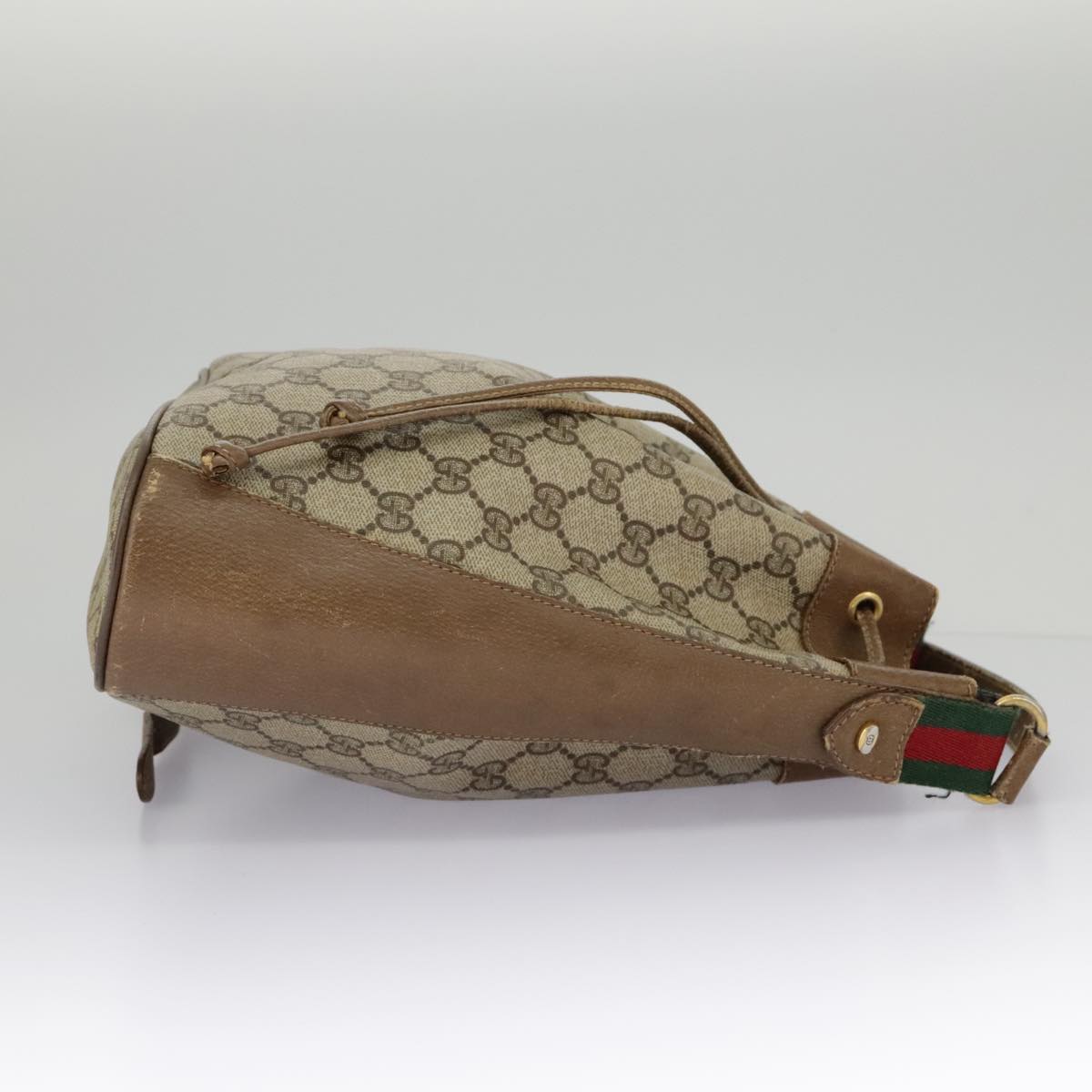 GUCCI GG Supreme Web Sherry Line Shoulder Bag PVC Beige 41 02 034 98088