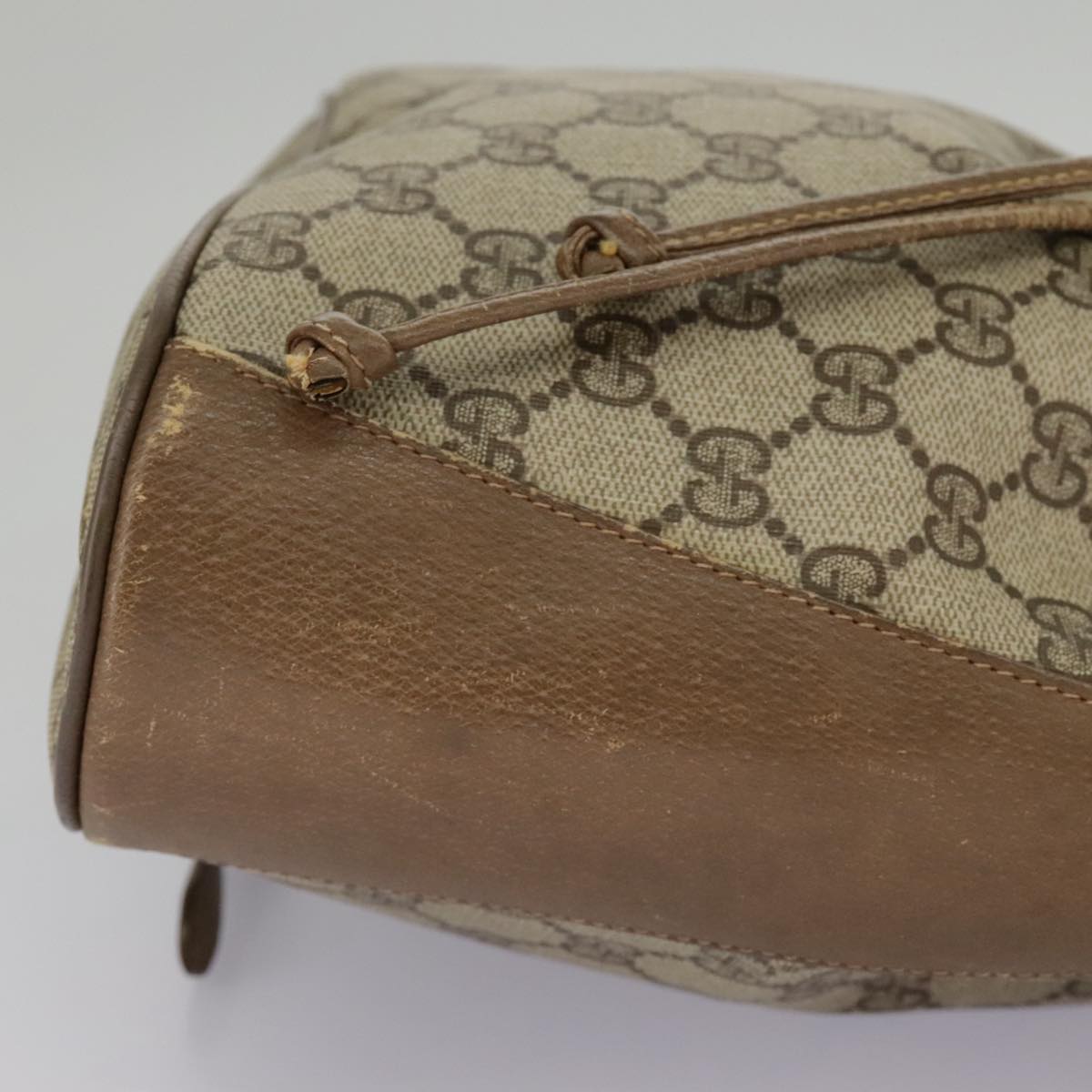 GUCCI GG Supreme Web Sherry Line Shoulder Bag PVC Beige 41 02 034 98088