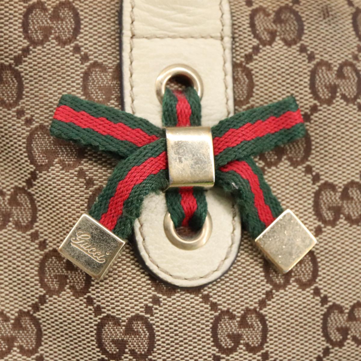 GUCCI GG Canvas Web Sherry Line Tote Bag Beige Gold Red 181779 98094