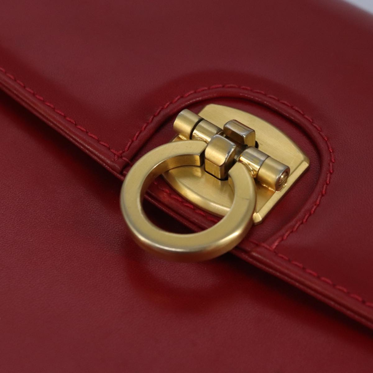 GUCCI Shoulder Bag Leather Red Gold 98126